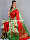Banarasee Handwoven Semi Silk Saree With Buti & Zari Border Design-Red
