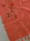 Banarasee Pure Chanderi Silk Hand-painted Salwar Kameez Set-Peach