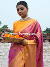 Banarasee Handwoven Semi Silk Saree With Jaal & Zari Border Design-Magenta
