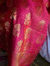Banarasee Chanderi Cotton Stripes Salwar Kameez Fabric With Dupatta-Pink