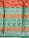 Banarasee Handwoven Semi Silk Saree With Buti & Zari Border Design-Red