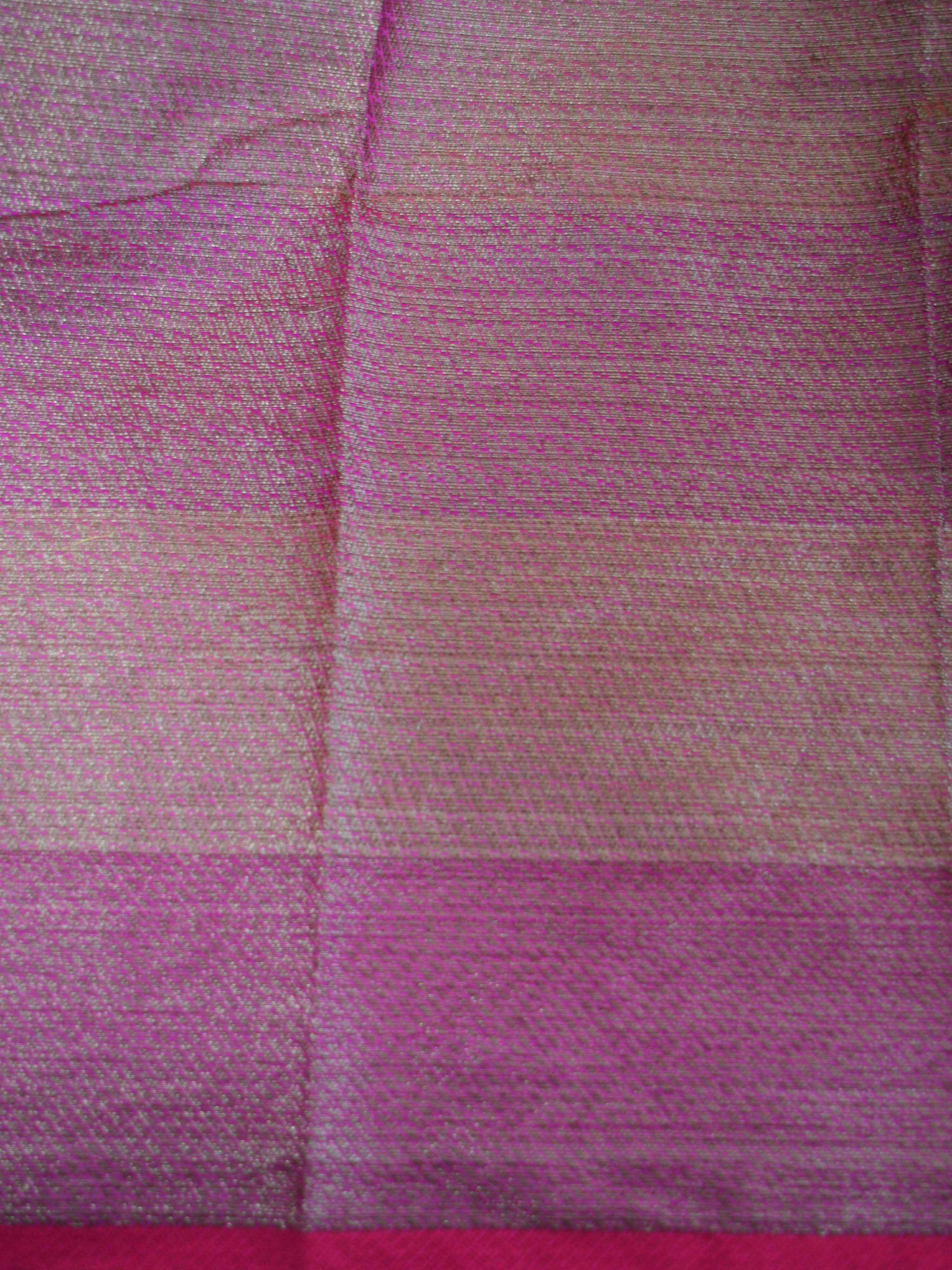 Banarasee Cotton Silk Mix Saree With Checks & Antique Gold Zari Work Border-Multicolor