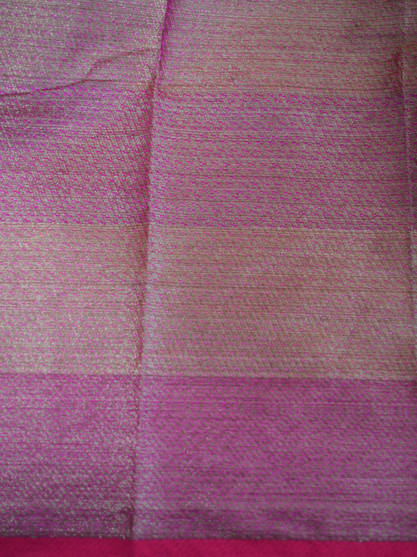 Banarasee Cotton Silk Mix Saree With Checks & Antique Gold Zari Work Border-Multicolor