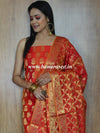 Banarasee Chanderi Cotton Stripes Salwar Kameez Fabric With Dupatta-Red
