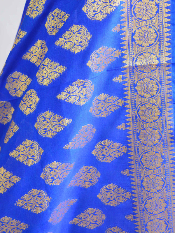 Banarasee Art Silk Dupatta With Drop Motif Design-Royal Blue