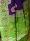 Banarasee Handwoven Semi Silk Saree With Buta Design-Purple & Green