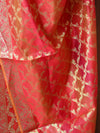 Banarasee Chanderi Cotton Stripes Salwar Kameez Fabric With Dupatta-Red