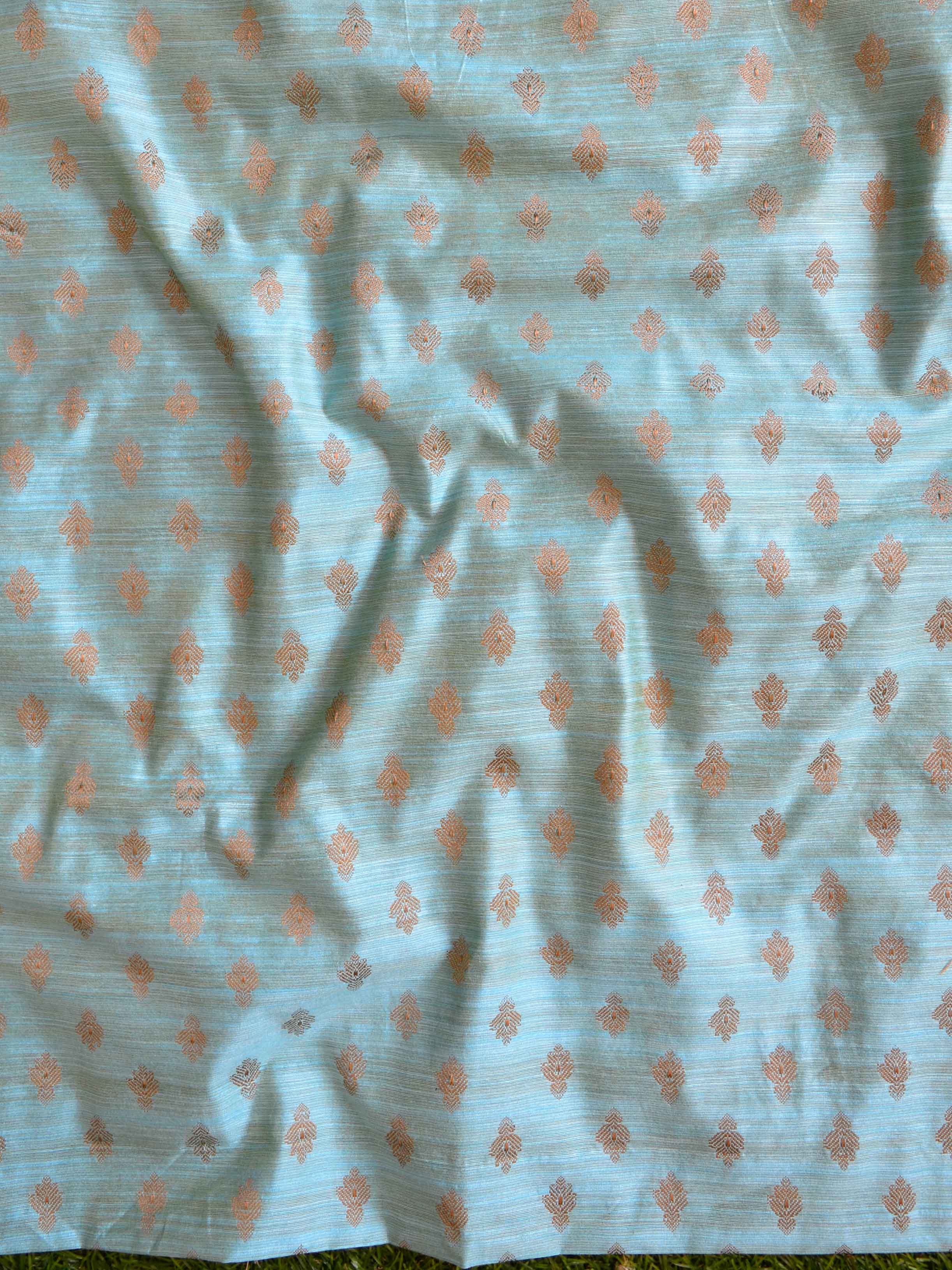 Banarasee Cotton Silk Salwar Kameez Ghichha Buti  Fabric & Kota Dupatta-Blue & Yellow