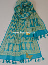 Banarasee Handwoven Khaddi Chiffon Dupatta Ombre Dyed-Blue
