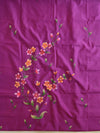 Banarasee Pure Chanderi Silk Hand-painted Salwar Kameez Set-Purple