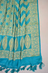 Banarasee Handwoven Khaddi Chiffon Dupatta Ombre Dyed-Blue