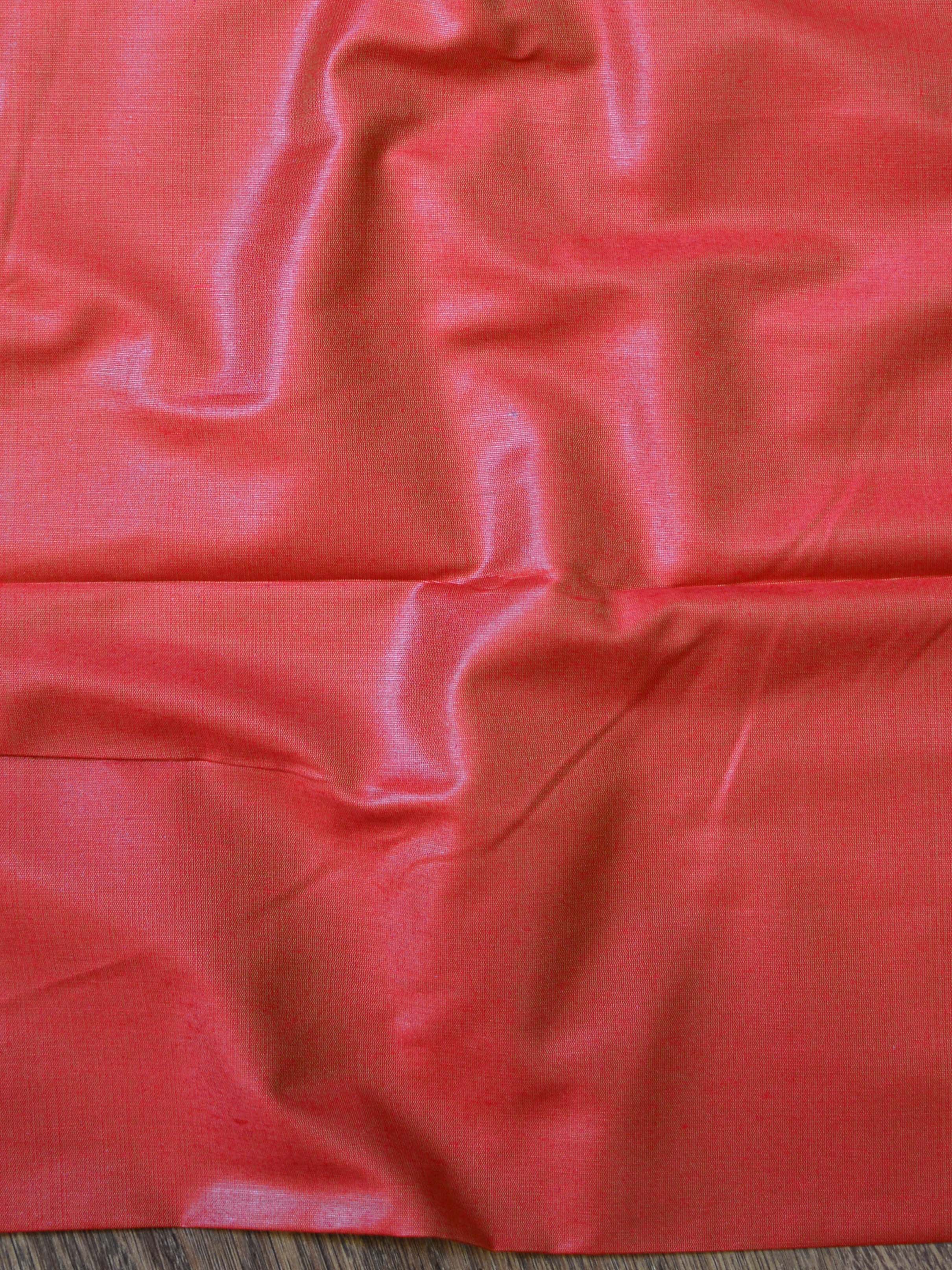 Banarasee Chanderi Cotton Stripes Salwar Kameez Fabric With Dupatta-Red