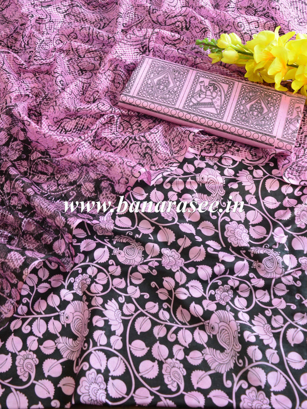 Handloom Block Printed Khadi Cotton Salwar Kameez  With Kota Dupatta Set-Purple