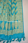 Banarasee Handwoven Khaddi Chiffon Dupatta Ombre Dyed-Blue