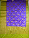 Banarasee Handwoven Semi Silk Saree With Contrast Border-Violet