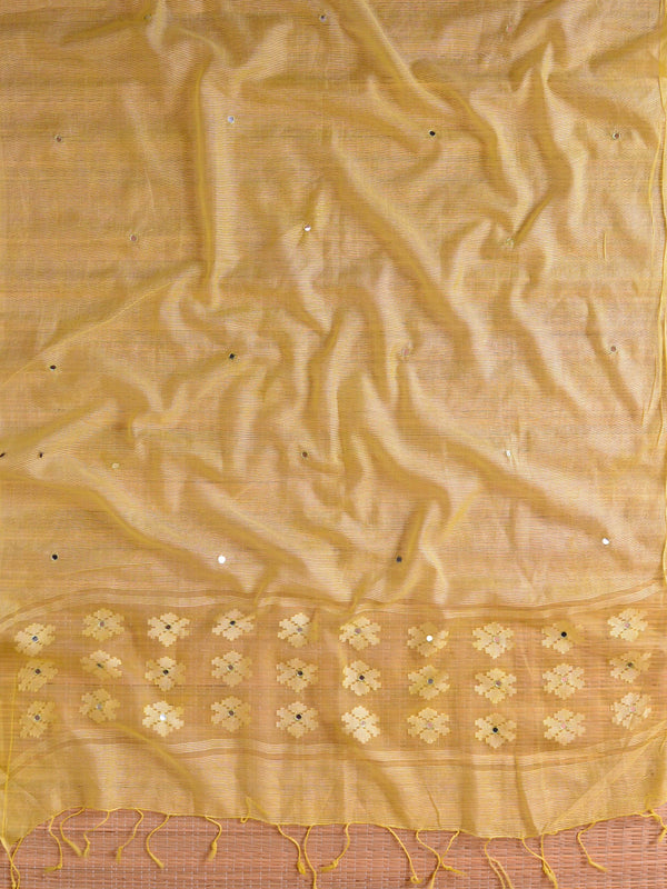 Banarasee Cotton Silk Salwar Kameez Ghichha Buti  Fabric & Kota Dupatta-Blue & Yellow