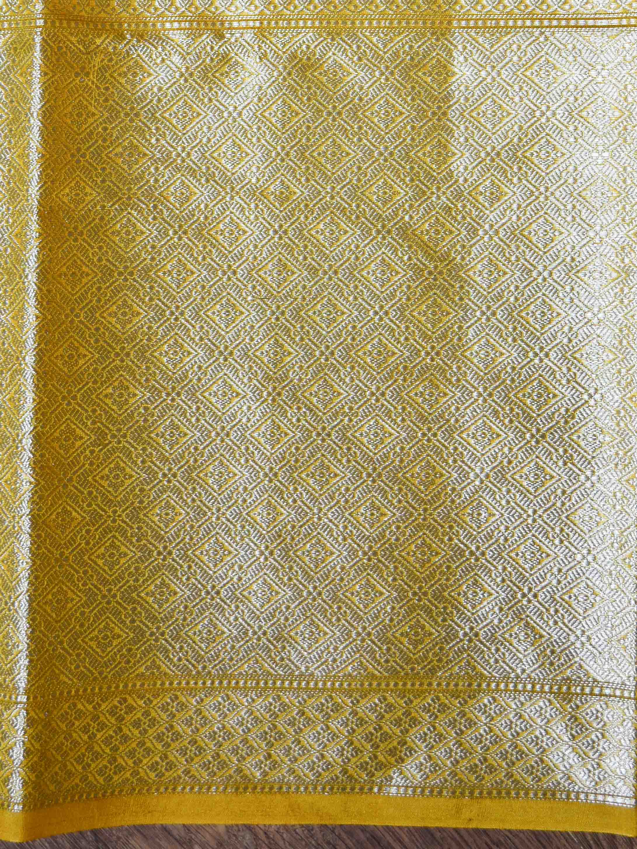 Banarasee Organza Mix Saree With Buti Design & Broad Meenakari Border-Yellow