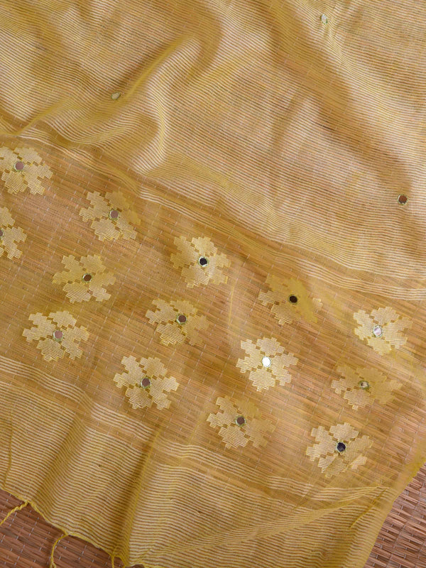 Banarasee Cotton Silk Salwar Kameez Ghichha Buti  Fabric & Kota Dupatta-Blue & Yellow