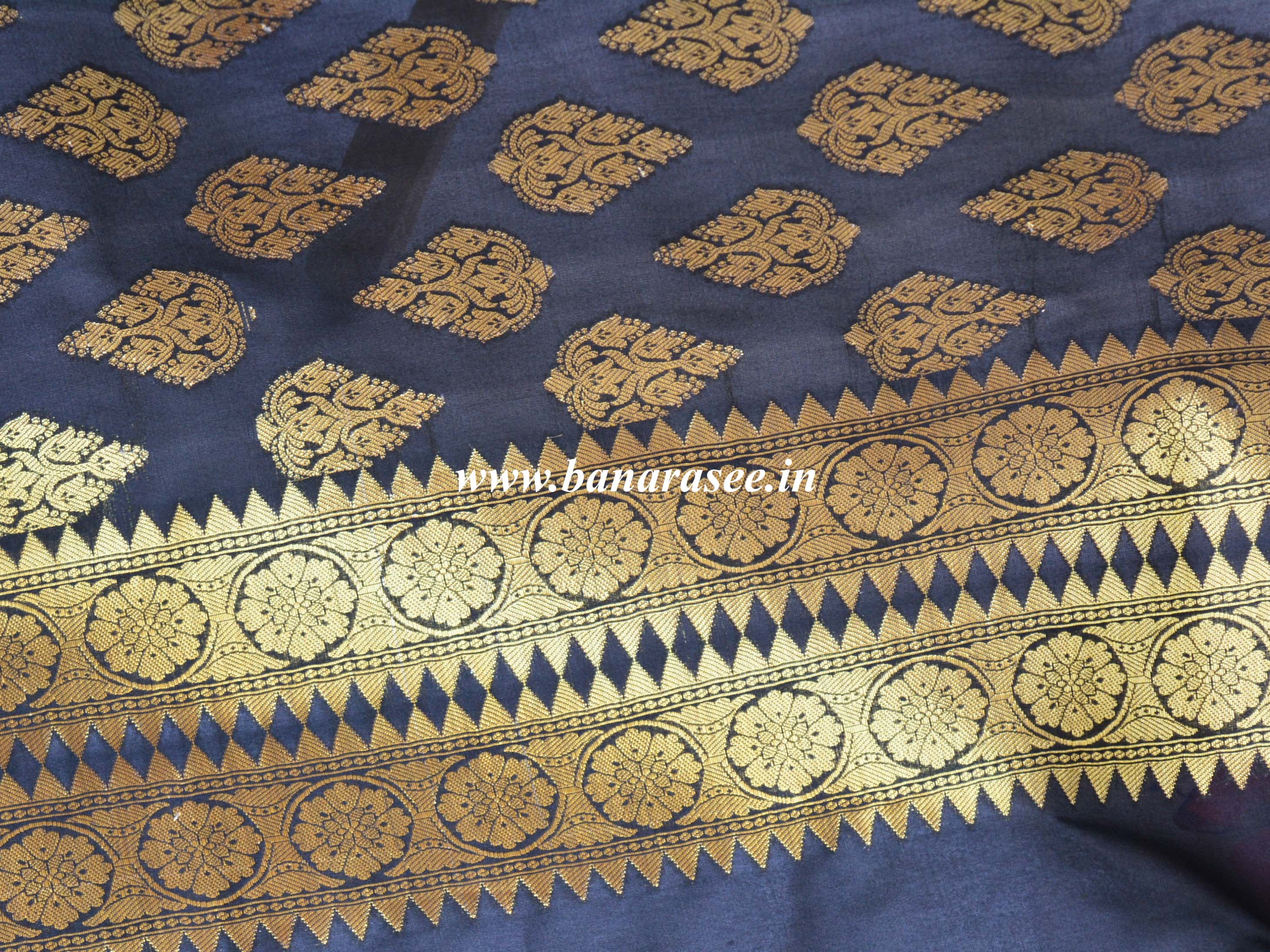 Banarasee Art Silk Dupatta With Drop Motif Design-Black