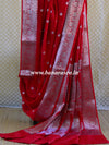 Banarasee Handwoven Semi-Chiffon Saree With Silver Zari-Red