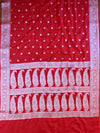 Banarasee Handwoven Semi-Chiffon Saree With Silver Zari-Red
