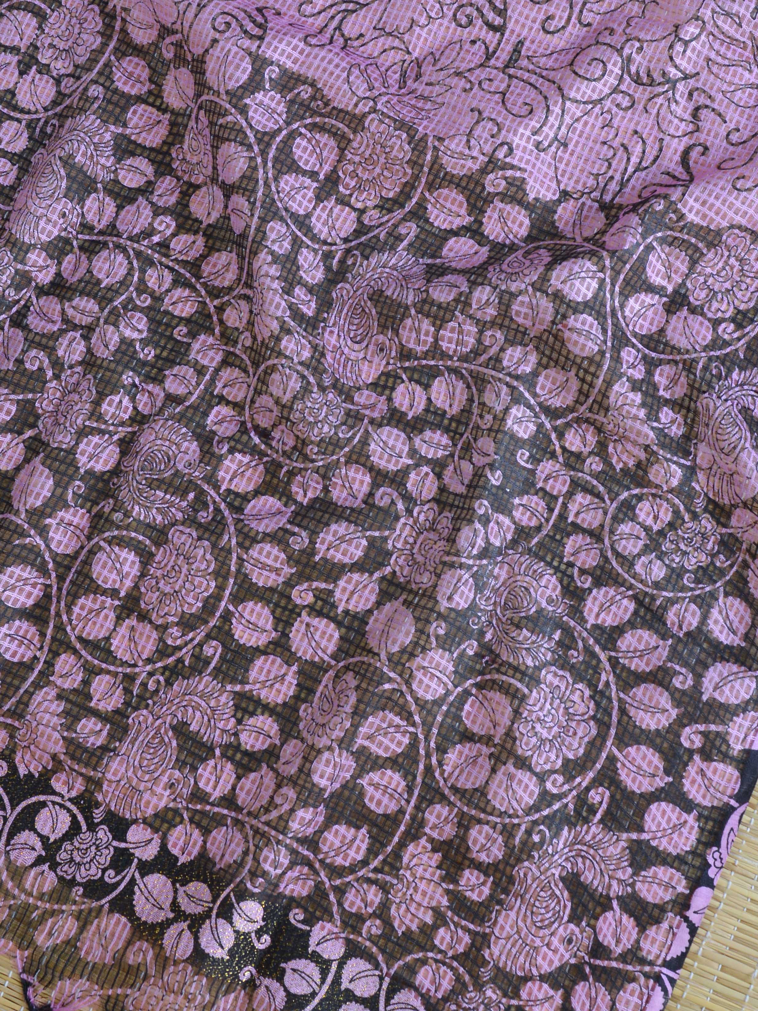 Handloom Block Printed Khadi Cotton Salwar Kameez  With Kota Dupatta Set-Purple