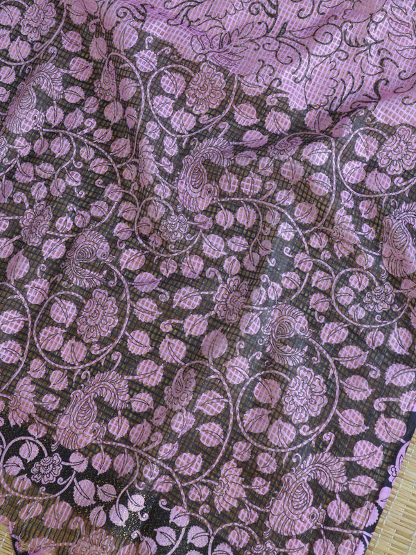 Handloom Block Printed Khadi Cotton Salwar Kameez  With Kota Dupatta Set-Purple