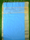 Banarasee Cotton Silk Saree With Zari Border With Gold Brocade Blouse-Blue