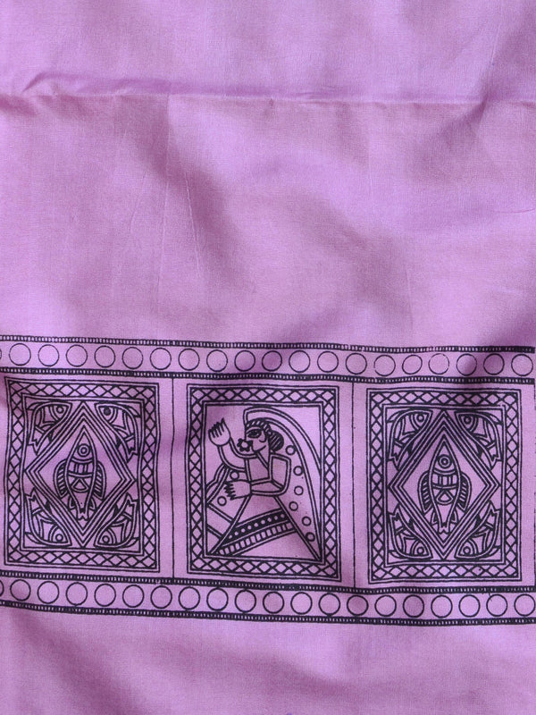 Handloom Block Printed Khadi Cotton Salwar Kameez  With Kota Dupatta Set-Purple