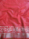 Bhagalpur Handloom Pure Linen Cotton Hand-Dyed Batik Pattern Saree-Rust & Red