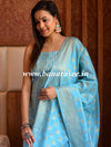 Banarasee Cotton Silk Zig-Zag Salwar Kameez Fabric & Dupatta-Light Blue