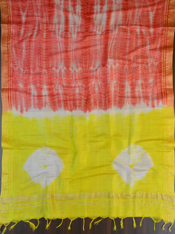 Bhagalpuri Salwar Kameez Glossy Cotton Silk Shibori Dye Fabric-Yellow & Pink