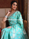 Banarasee Handwoven Semi Silk Saree With Buta Design-Sea Green