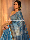 Banarasee Handloom Pure Linen By Tissue Metallic Shine Saree-Blue