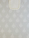 Banarasee Mul Cotton Salwar Kameez Set & Organza Silk Handpainted Dupatta-White & Pink