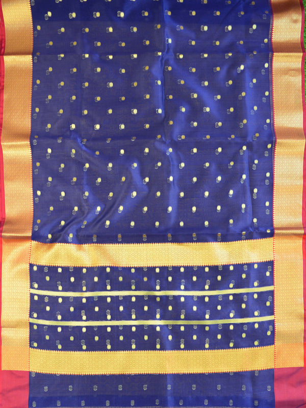 Banarasee Organza Mix Saree With Small Buti Design & Zari Border-Blue