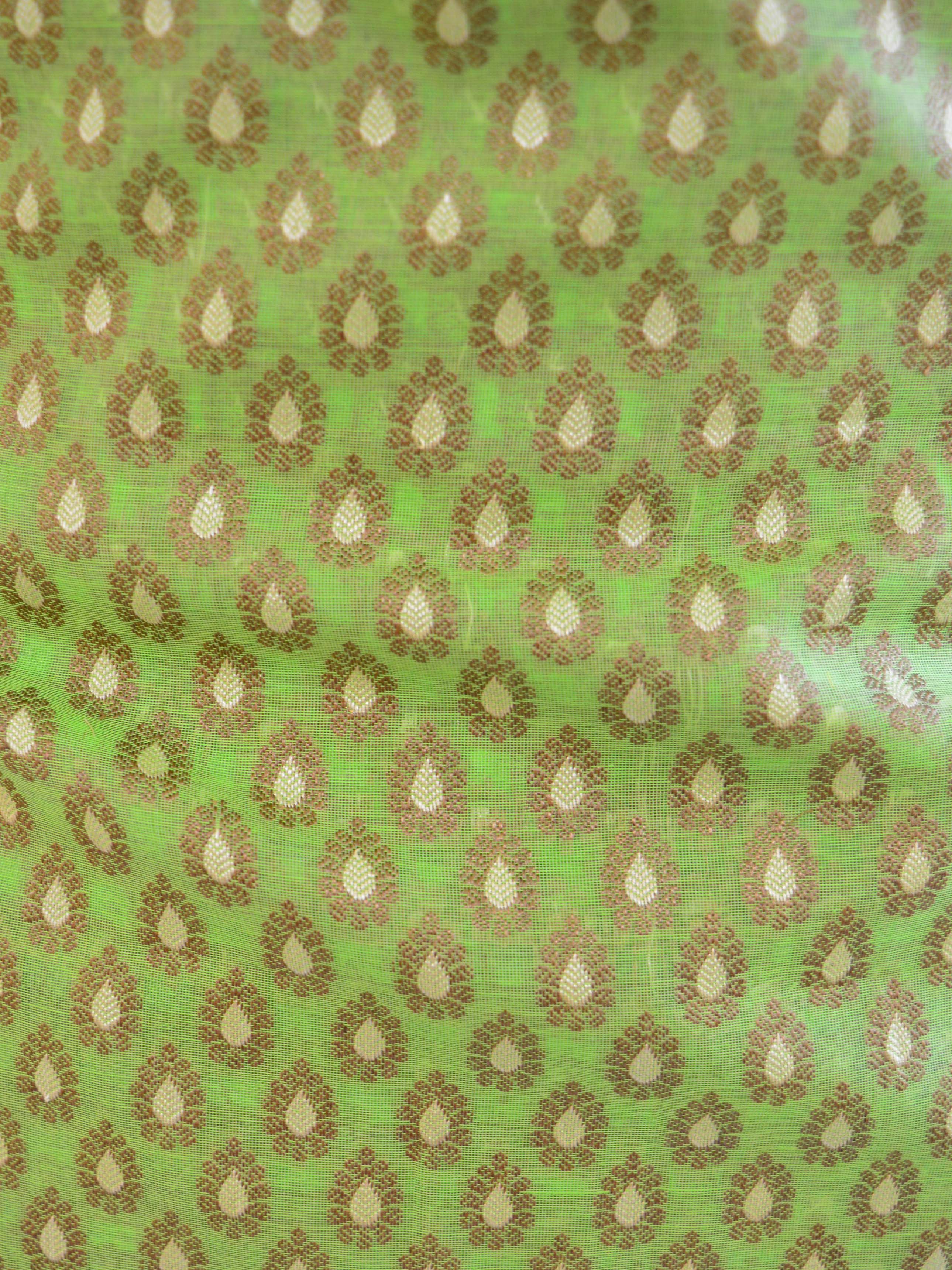 Banarasee Salwar Kameez Cotton Silk Resham Buti Woven Fabric-Green