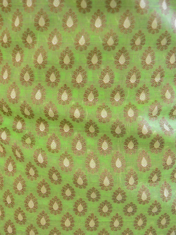Banarasee Salwar Kameez Cotton Silk Resham Buti Woven Fabric-Green