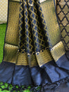 Banarasee Art Silk Salwar Kameez Fabric With Jaal Design Dupatta-Black