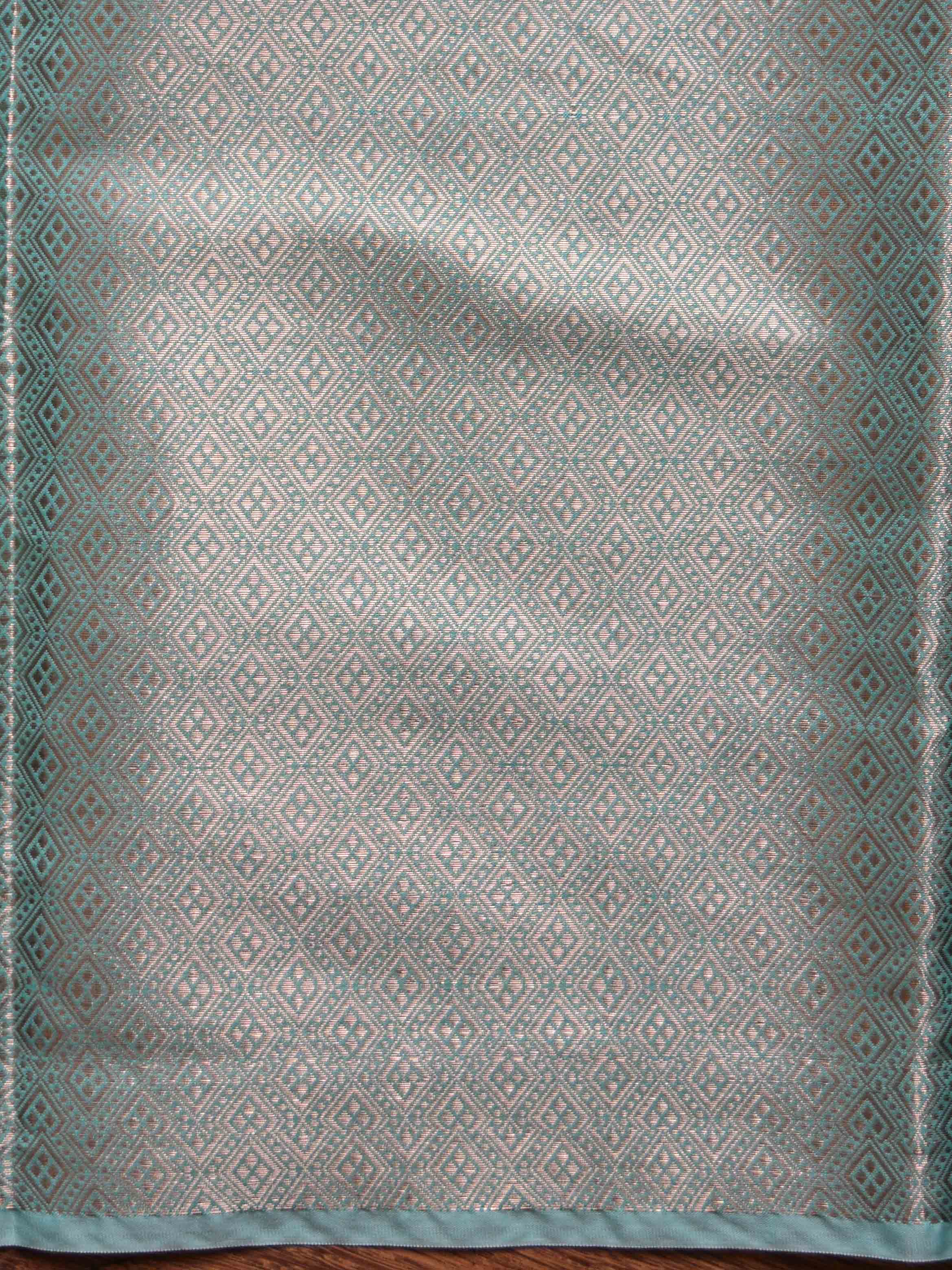 Banarasee Handwoven Semi Silk Saree With Buta Design-Sea Green