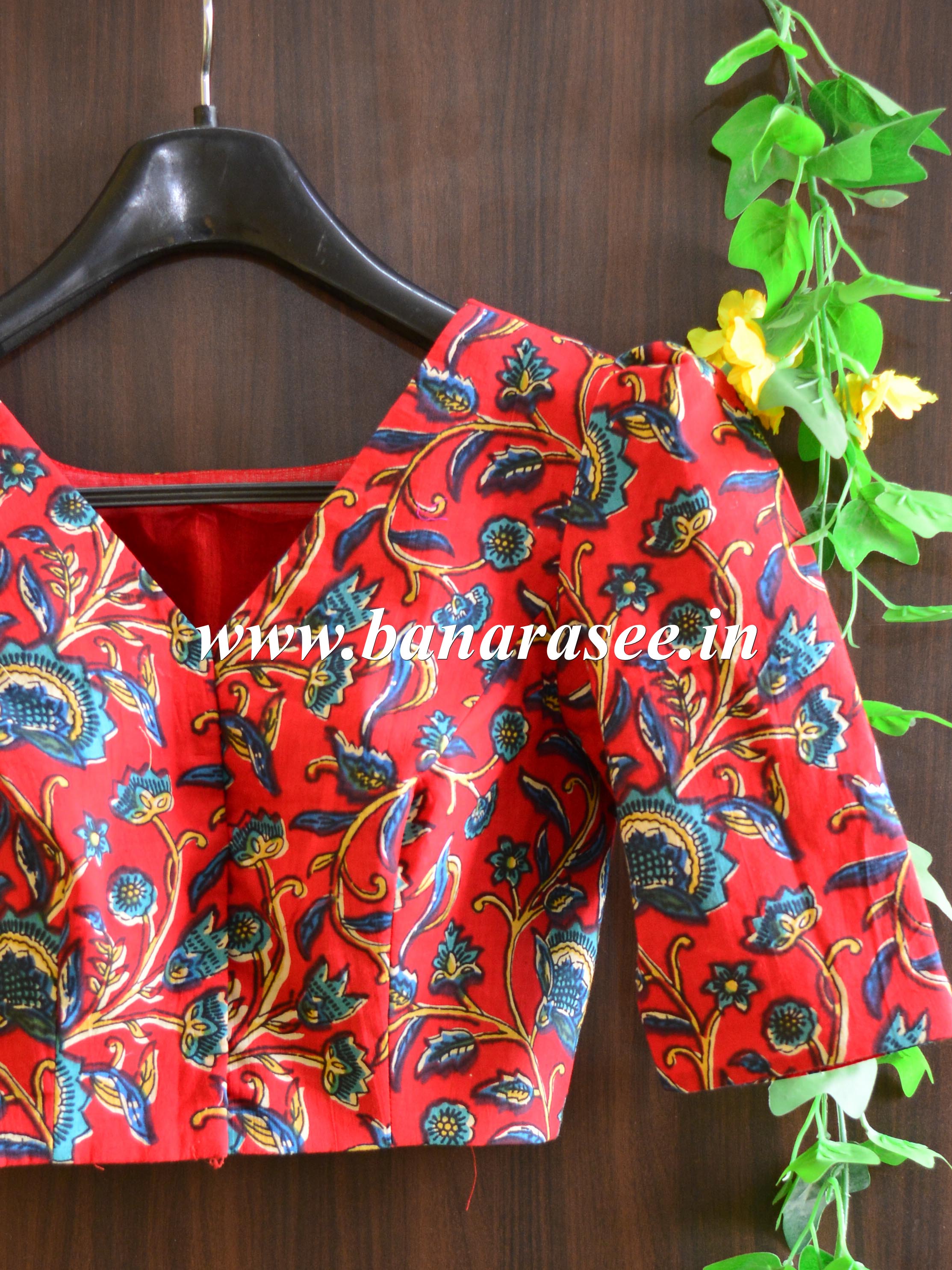 Pure Mul Cotton Blouse-Red