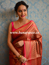 Banarasee Handwoven Semi Silk Saree With Zari Jaal Design-Red