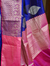 Banarasee Cotton Silk  Saree With Antique Zari Leaf Buta & Border-Blue