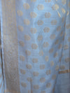 Banarasee Cotton Silk Zig-Zag Salwar Kameez Fabric & Dupatta-Grey