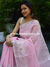 Banarasee Silk Cotton Mix Saree With Mirror Work-Pink