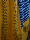 Handloom Mul Cotton Ajrakh Print Saree-Black & Yellow
