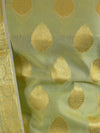 Banarasee Salwar Kameez Cotton Silk Gold Zari Buti Woven Fabric-Pastel Green