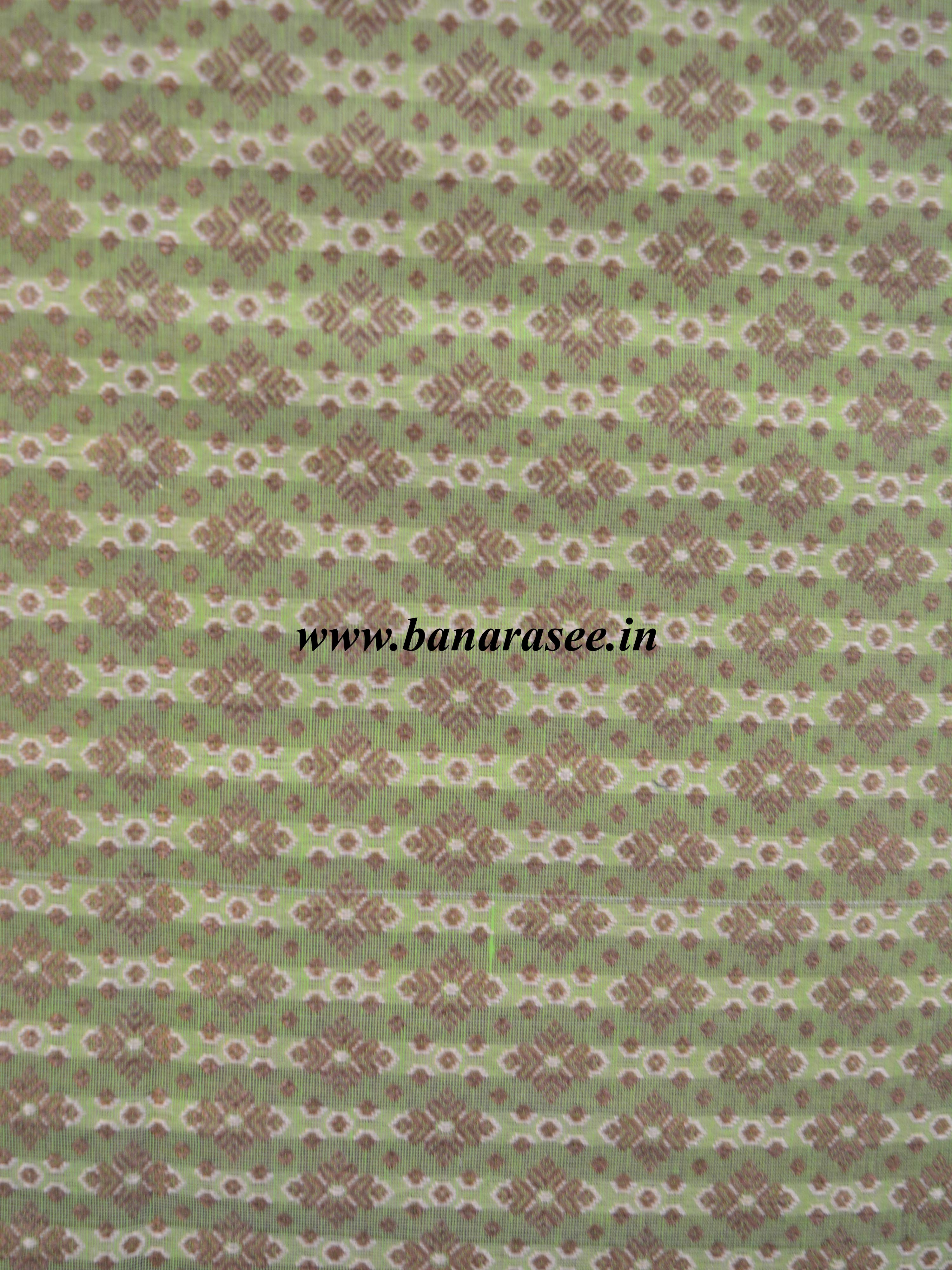 Banarasee Salwar Kameez Cotton Silk Resham Buti Woven Fabric-Green