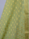 Banarasee Salwar Kameez Cotton Silk Gold Zari Buti Woven Fabric-Pastel Green