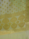 Banarasee Salwar Kameez Cotton Silk Gold Zari Buti Woven Fabric-Pastel Green